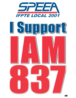 SPEEA supports IAM 837 picket sign