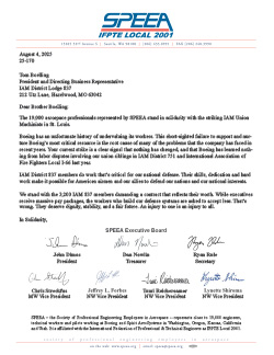 SPEEA Executive Board letter